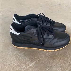 Reebok classic, black leather “low tops”